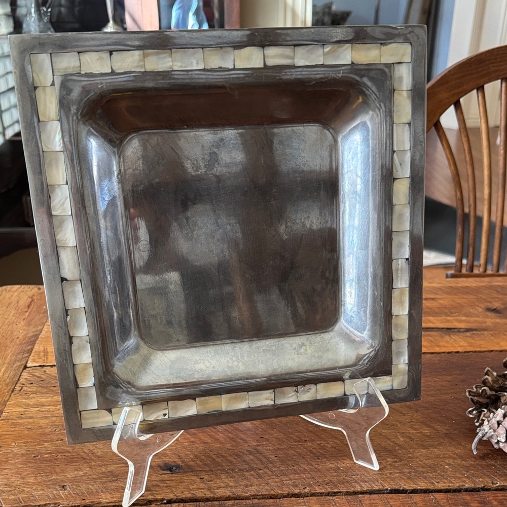 Towle Silver and Cream Square Serving Dish 12” x 12”